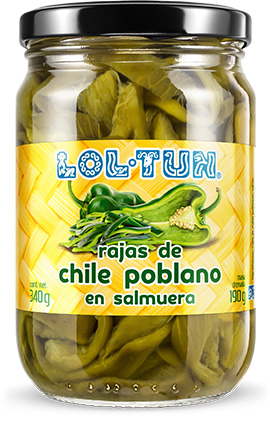 Rajas de Chile Poblano en Salmuera 340 g